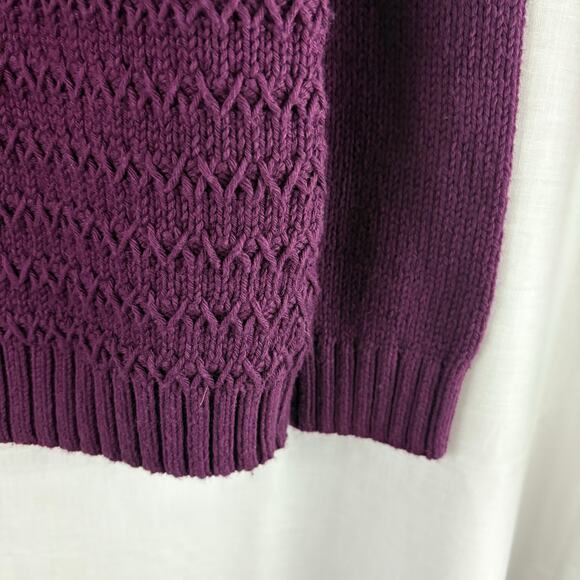 Talbots Purple Pullover 1/2 Snap Sweater Gold Tone Snaps Medium - Picture 5 of 6